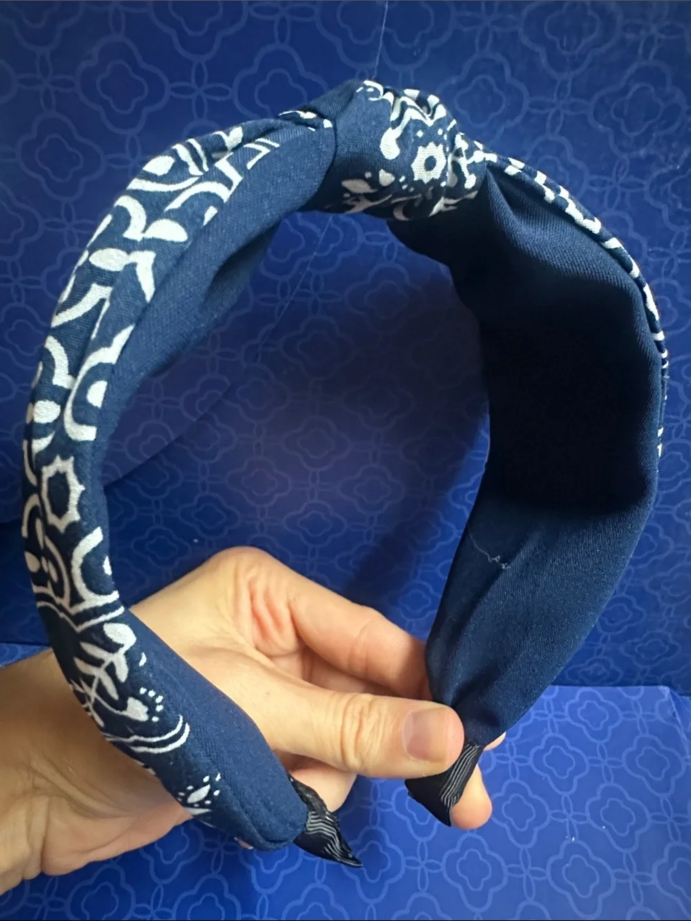 Navy Floral Knot Headband